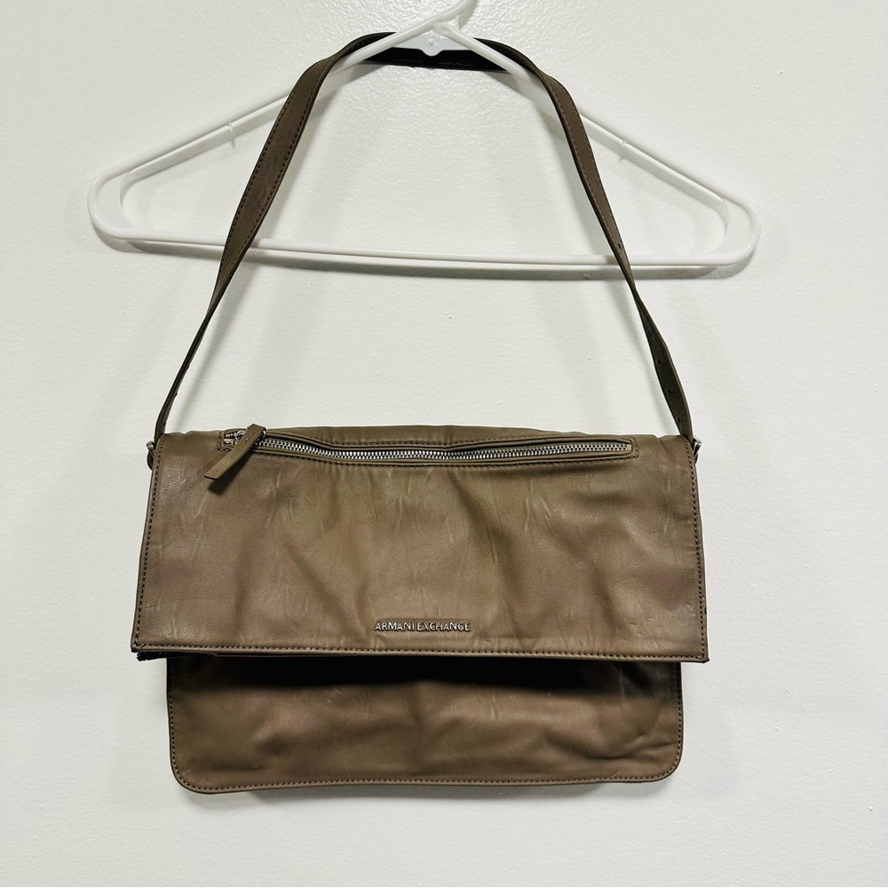 Armani exchange taupe, gray, beige shoulder bag in great condition!